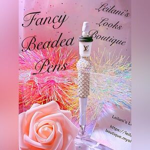 Fancy beaded pen/fancy pen/white tea cup/gifts ideas/rhinestone pen/